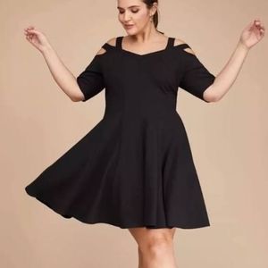 Lane Bryant Strappy Cold Shoulder Fit & Flare Dres